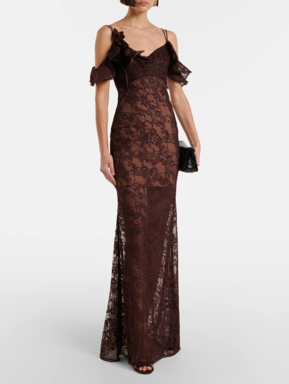 self-portrait Off-shoulder lace gown